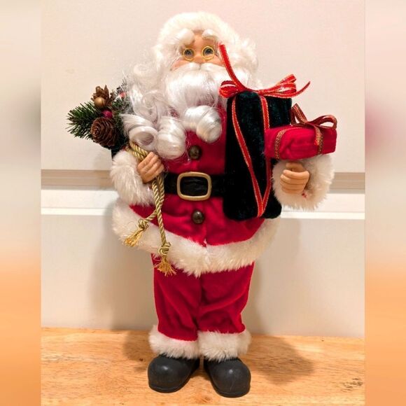 Beautiful 12" Vintage Santa Claus with Gold Glasses and Gifts Christmas Decor - Picture 1 of 7